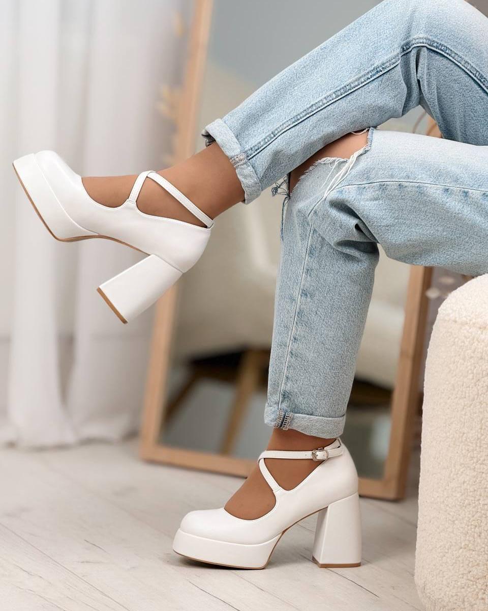 Туфлі з ремінцем Loretta на підборах та платформі р. 40 25,5 см Білий (10440-40) - фото 13 Туфлі з ремінцем Loretta на підборах та платформі р. 40 25,5 см Білий (10440-40) - фото 13