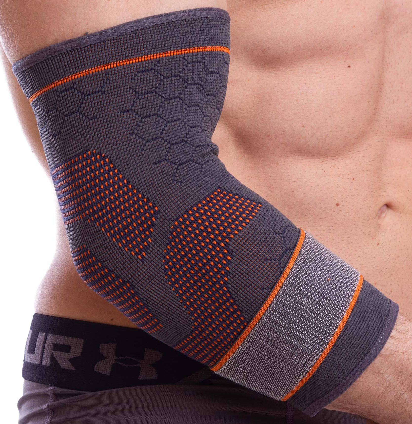 Налокітник з фіксуючим ременем Sibote ST-963 1 шт. L/XLСірий/Помаранчовий (6936116101503)