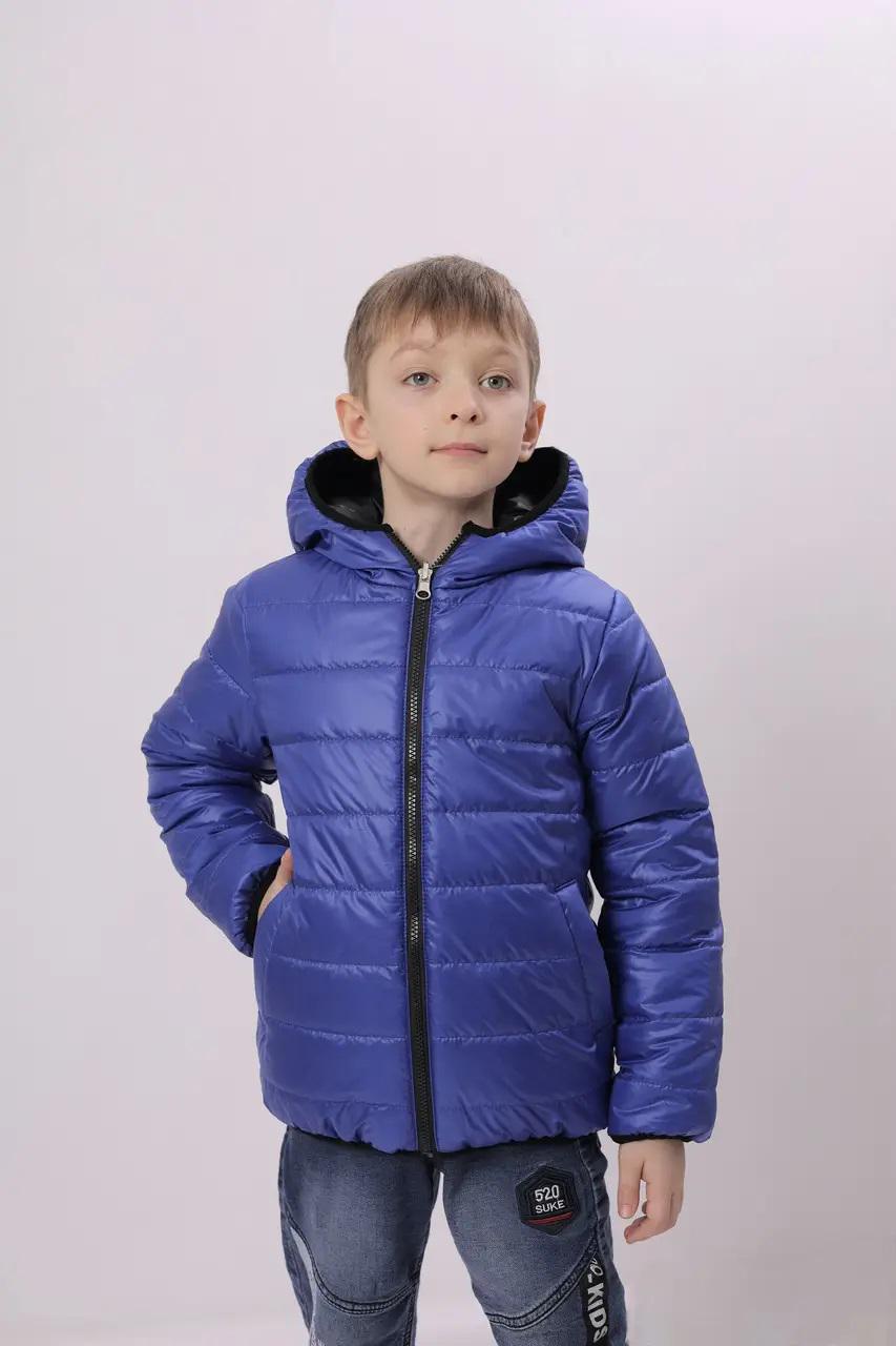 Куртка дитяча Саша двостороння на хлопчика 158 см Чорний/Синій (саша-сн158)