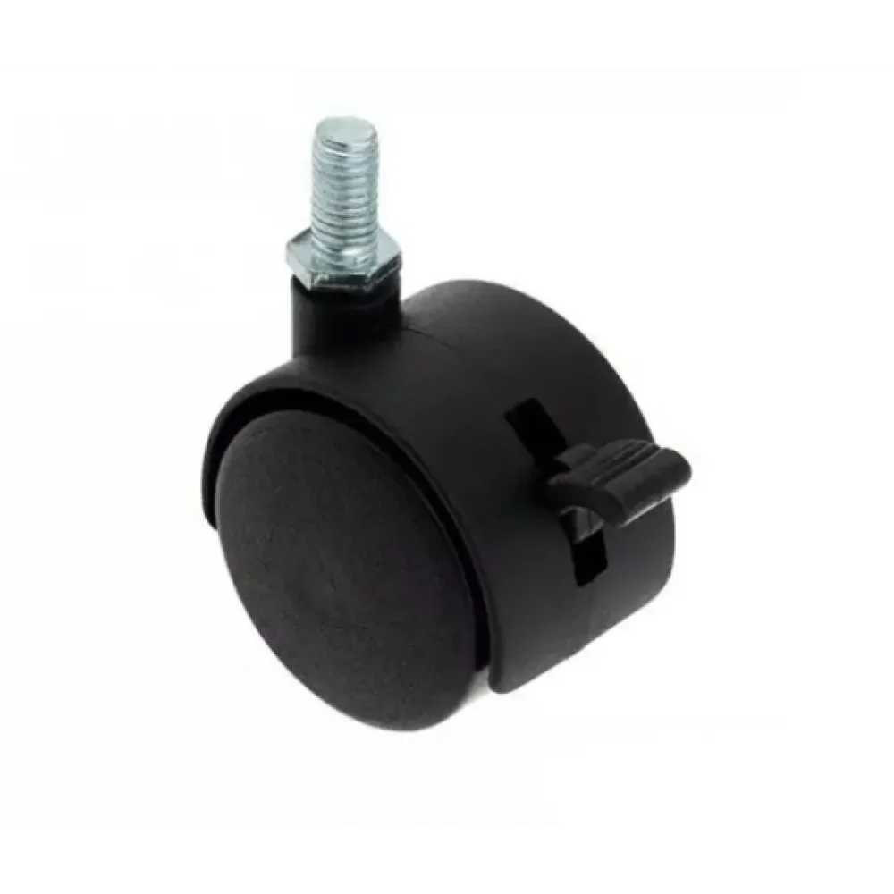 Меблевий ролик DC з різьбленням гальмом та штифтом М8 d 40 мм Чорний (RL0248)