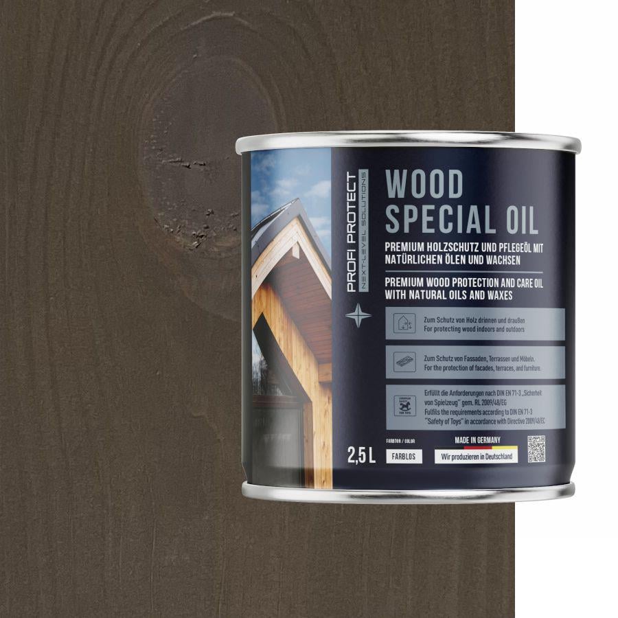 Лазурь на основе пчелиного воска и льняного масла ProfiProtect Wood Special Oil 2,5 л Graphite/Grau (22555826) - фото 1