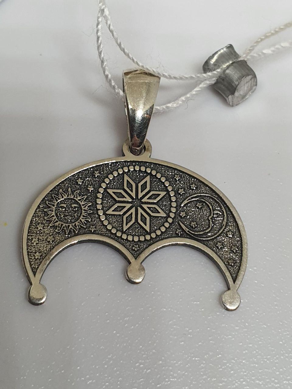 Срібна підвіска кулон 925 проба Лунниця з алатиром 2 см чорніння (2786181003)