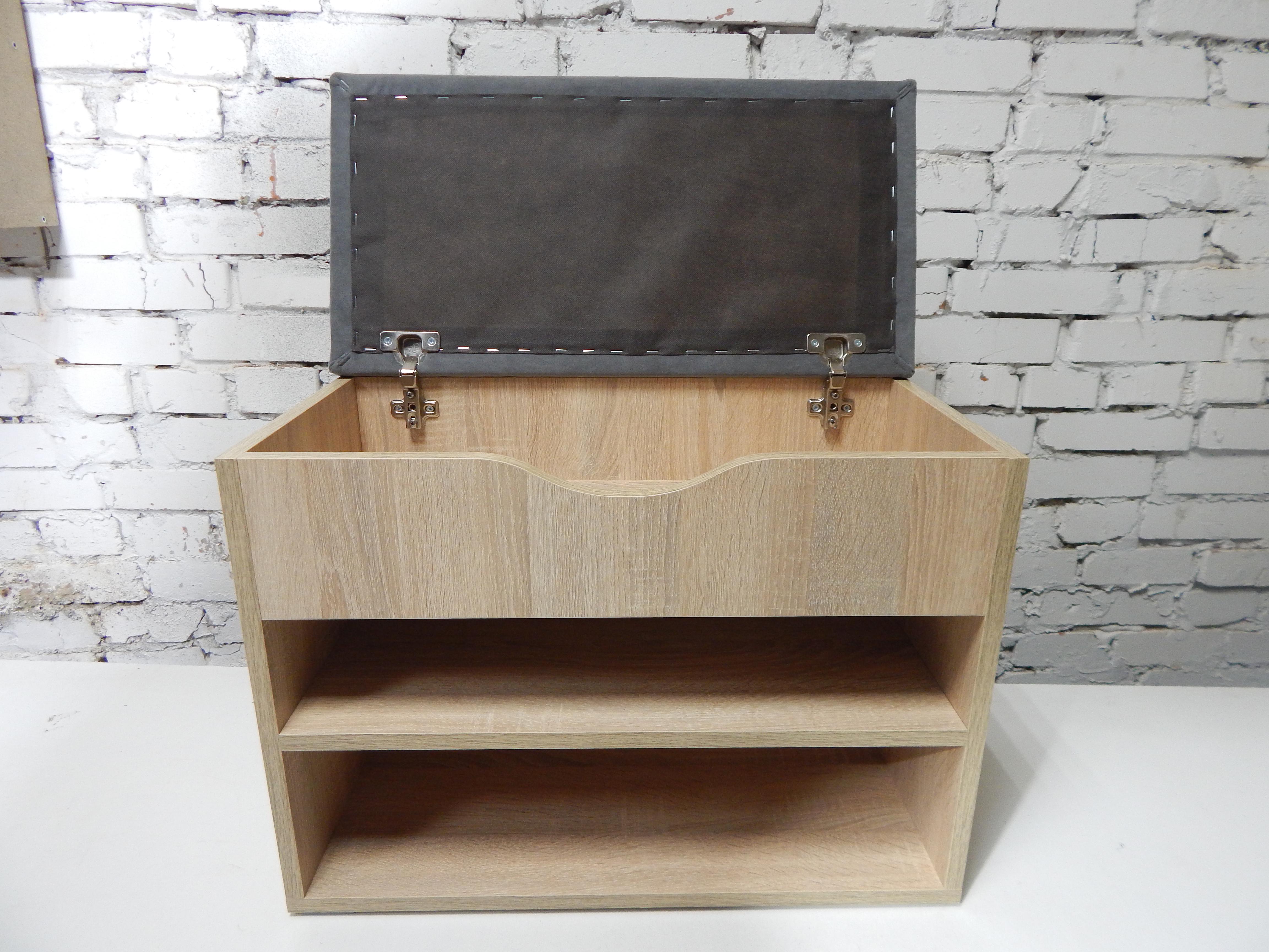 Тумба для обуви ДСП/ткань 30х80х45 см Дубсонома светлый/Светло-серый - фото 3