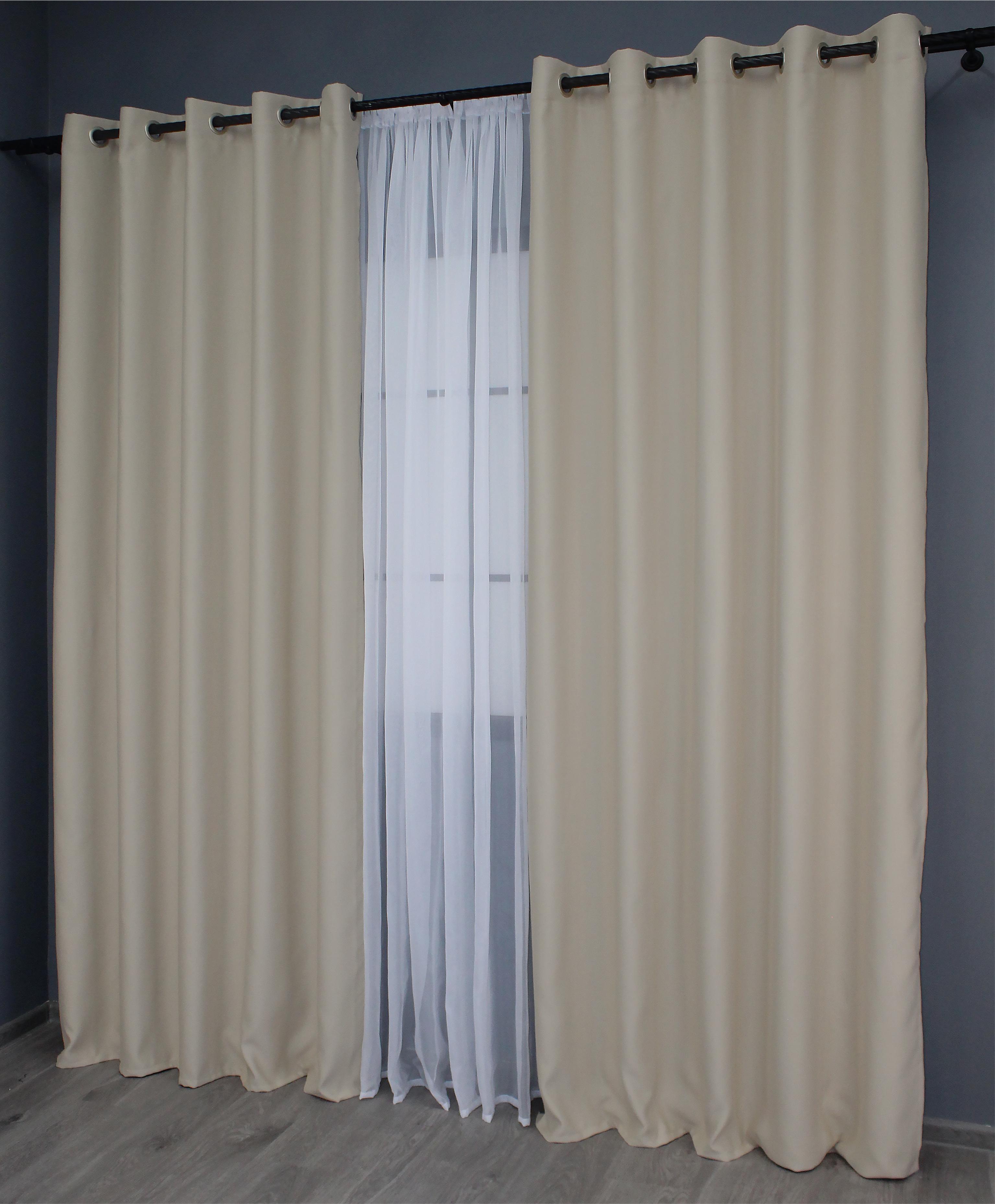 Комплект штор на люверсах VR-Textil Fusion Dimout № 1152ш 150х250 см 2 шт. Бежевий (37-0032) - фото 4 Комплект штор на люверсах VR-Textil Fusion Dimout № 1152ш 150х250 см 2 шт. Бежевий (37-0032) - фото 4