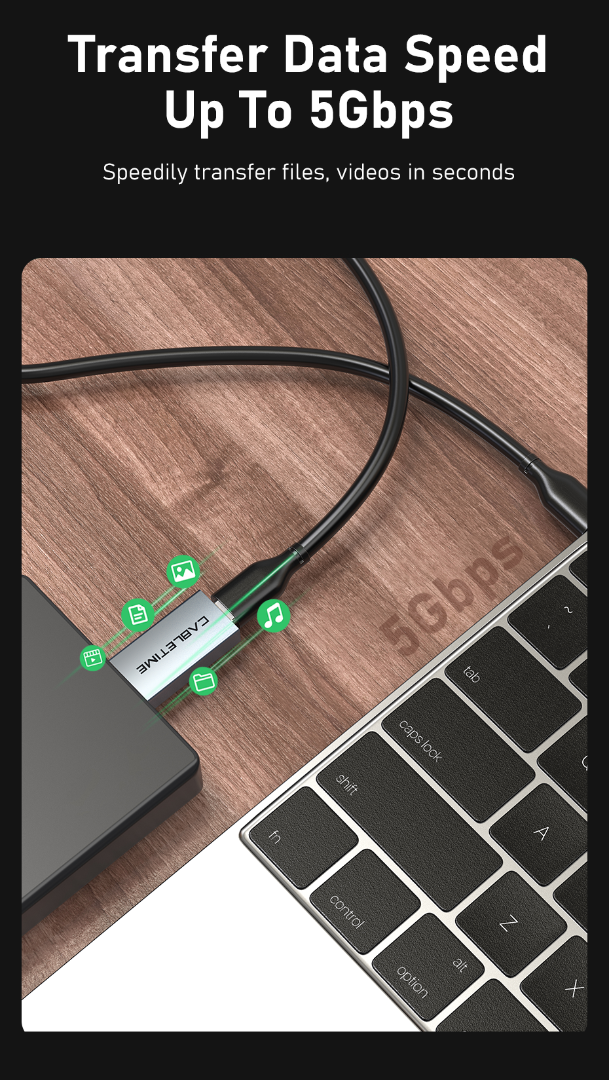 Перехідник Cabletime USB3.0 A Male - USB Type C Female OTG (CP77G) - фото 2