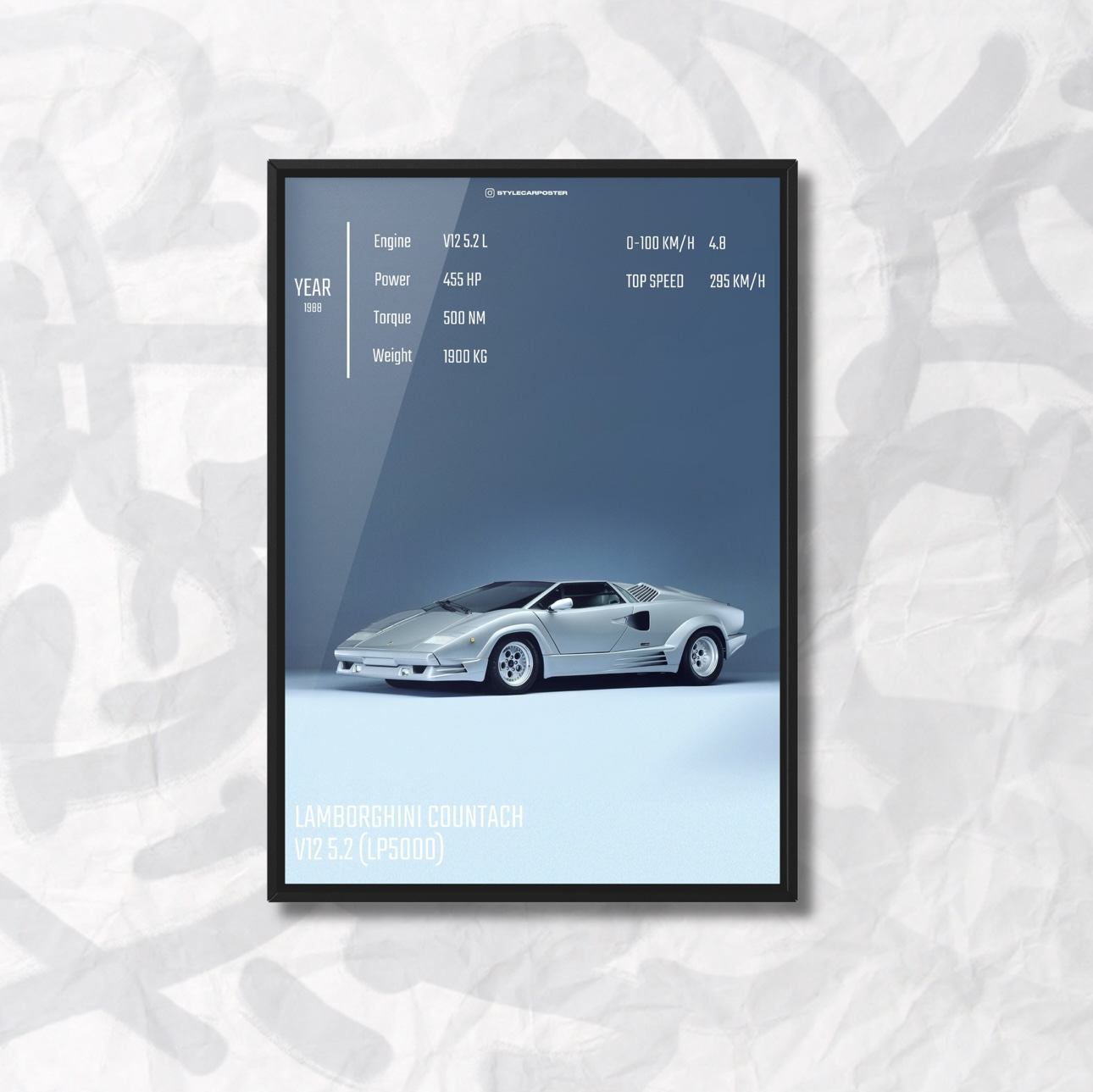 Картина с авто Lamborghini Countach боковая часть дизайн Club Sport А3 297х420 мм (LB0060)