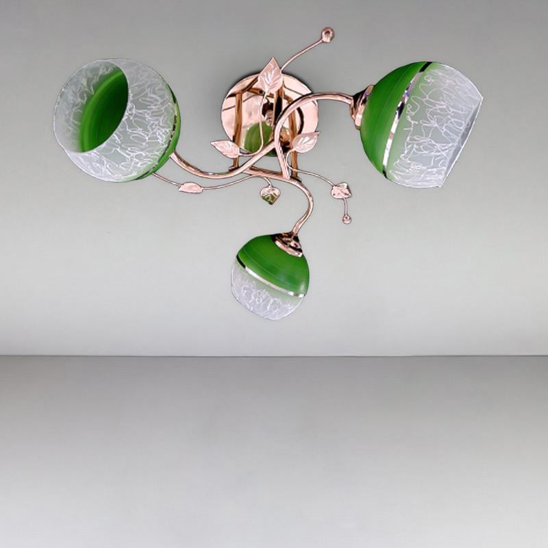 Люстра потолочная Light House SRS-16211/3 на три лампы Золото/Зеленый