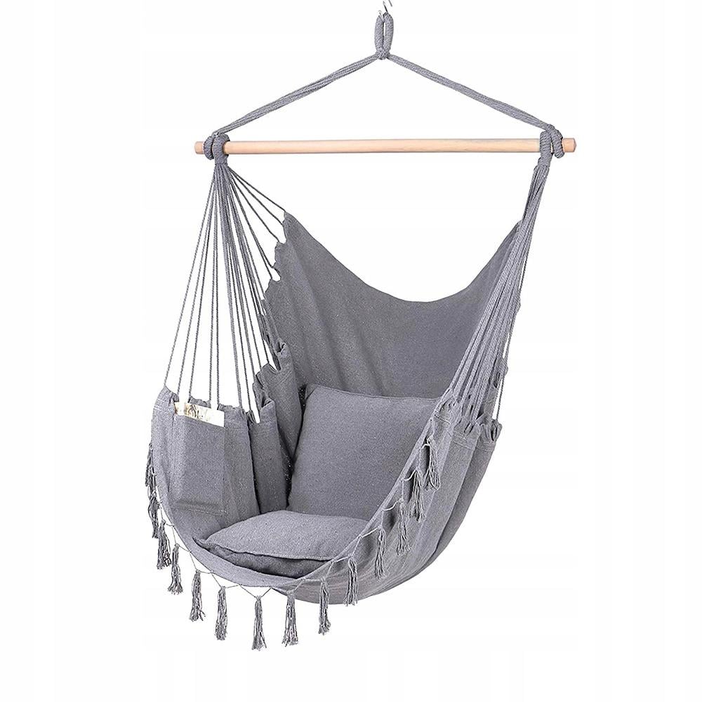 Гамак-крісло BOHO Бразильський 100 см з 2 подушками Light Grey