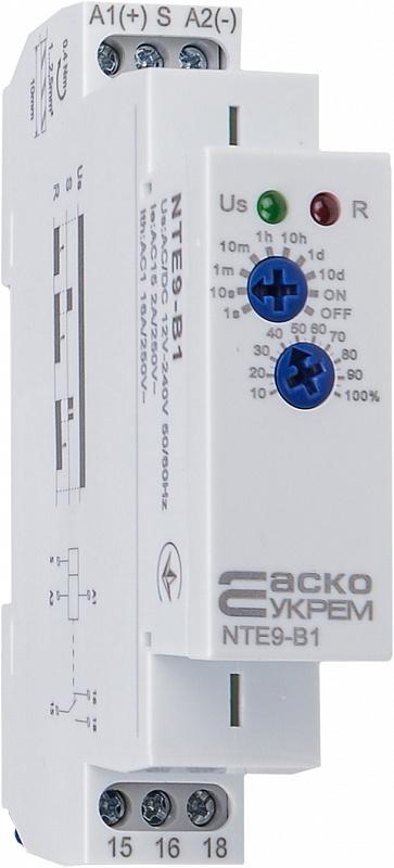 Реле времени АСКО-Укрем NTE9-B1 16А 12-240В AC/DC 1с-10 дней задержка отключения (A0010240003)