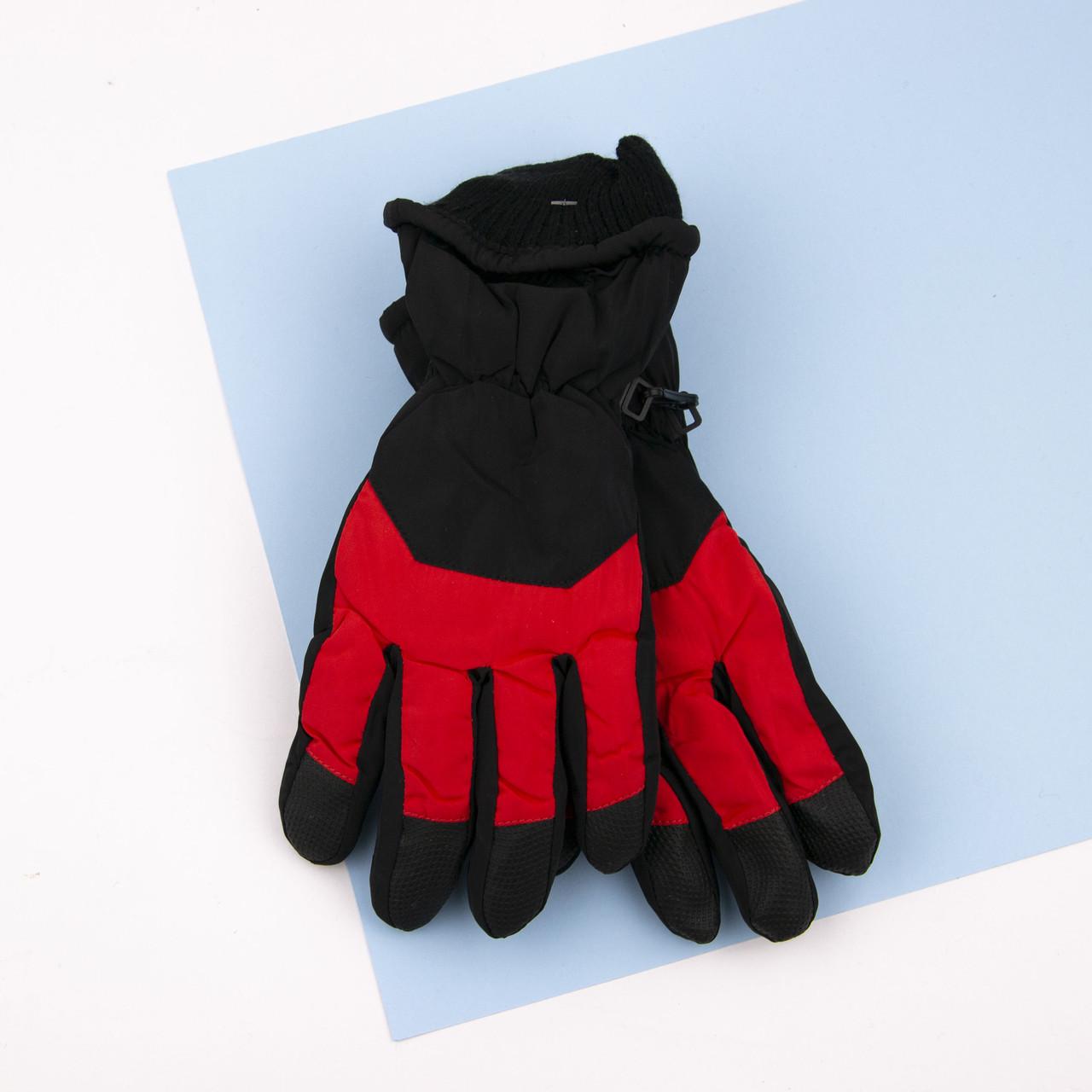 Перчатки болоневые лыжные подростковые с мехом на резинке от 10 лет Красный (23-12-64)
