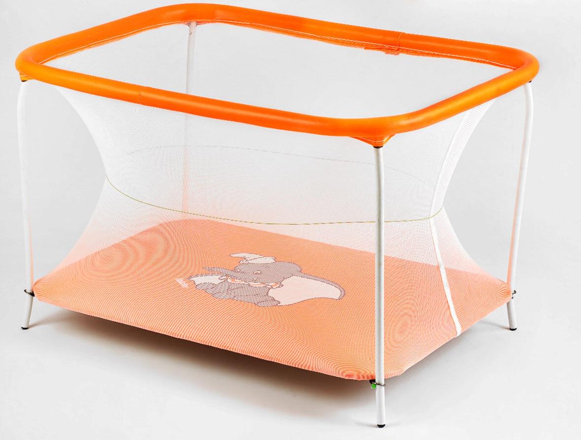 Манеж Слоник прямоугольный мягкое дно евросетка без ручки Orange (147286)