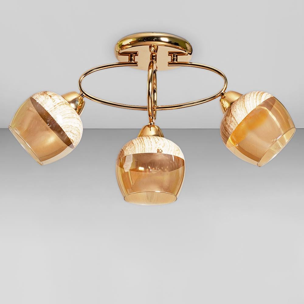 Люстра стельова Light House SC-18695/3 FG з принтом 570х150х310 мм Золотий/Янтарний Люстра стельова Light House SC-18695/3 FG з принтом 570х150х310 мм Золотий/Янтарний