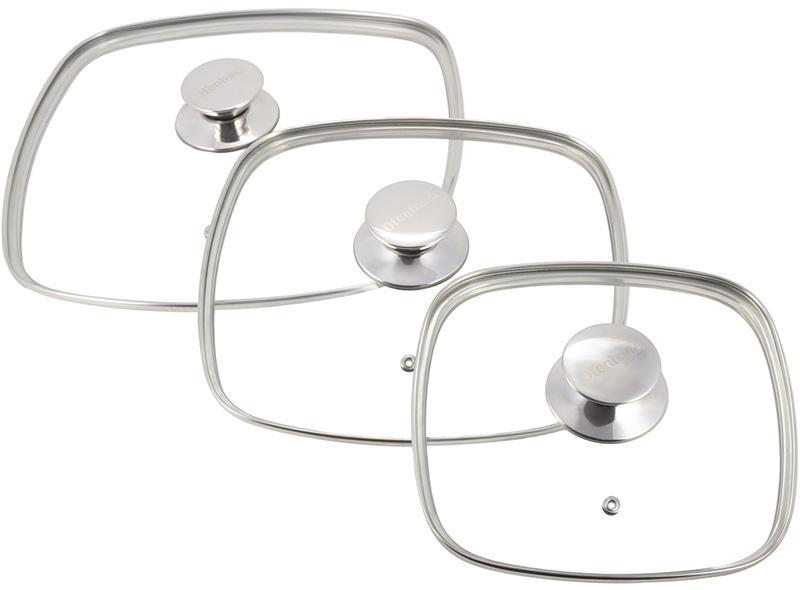 Набор квадратных кастрюль Ofenbach Snow Marble с двумя прихватками 2,3/4,4/6,5 л - фото 3