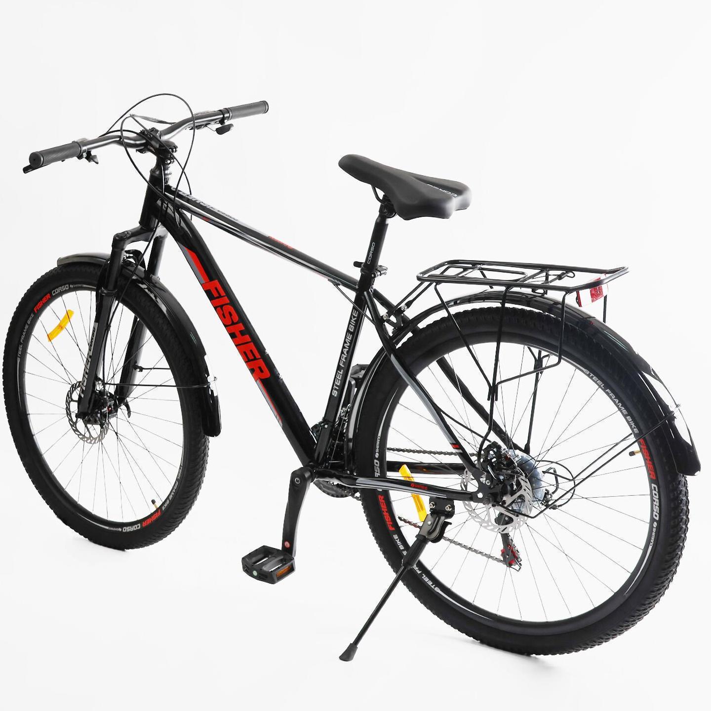 Велосипед горный Corso Fisher 29" с багажником рама 19" Красный - фото 3