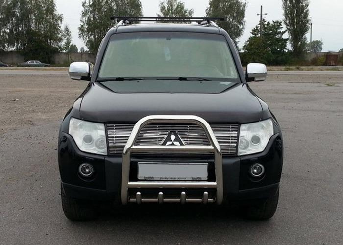 Кенгурятник QT007 CAN для Mitsubishi Pajero Wagon IV нержавеющая сталь Хром
