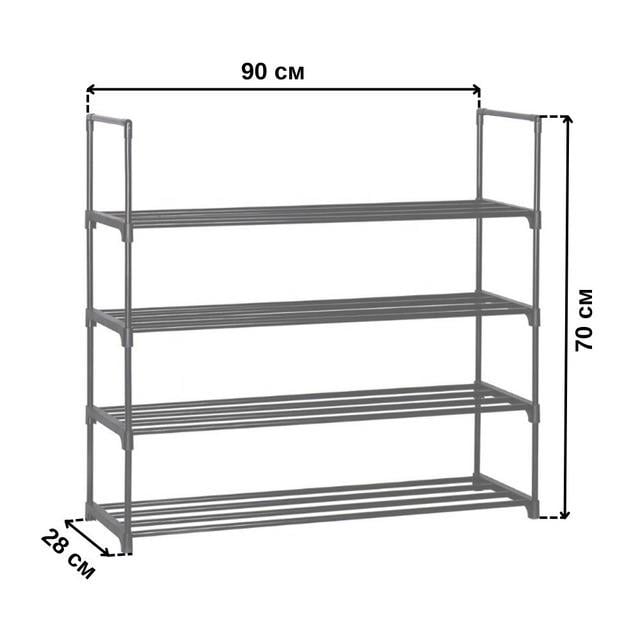 Полка для обуви 4-уровневая Bonro B37 Черный (2670148993) - фото 2