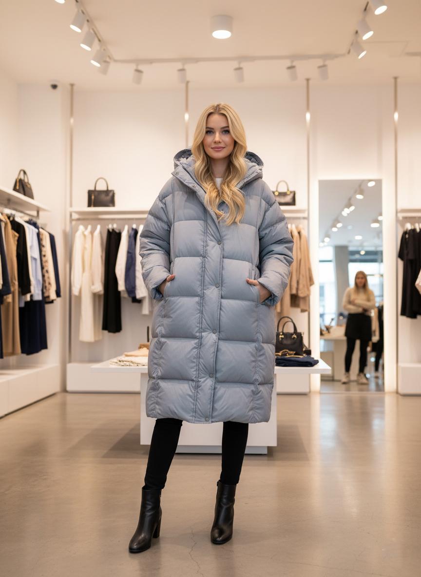 Пуховик женский Number Nine DW-203 с капюшоном р. 44 Серый (DW-203-44) - фото 3 Пуховик женский Number Nine DW-203 с капюшоном р. 44 Серый (DW-203-44) - фото 3