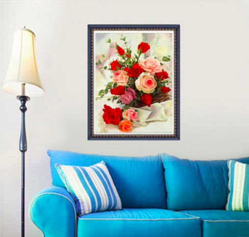 Картина алмазна вишивка Monkey family Букет троянд (карт-000079)