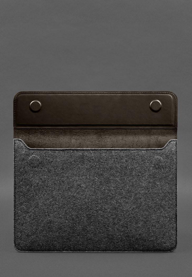 Чехол-конверт с клапаном кожа/фетр для MacBook 13" Crazy Horse Темно-коричневый (A-028241) - фото 3