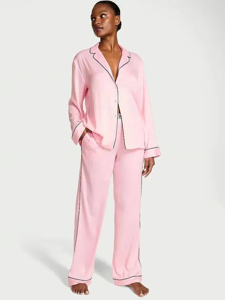 Пижама сатиновая Victoria's Secret Satin Shine Stripe Long Pajama Set Short Short XS Розовый (2671486D) Пижама сатиновая Victoria's Secret Satin Shine Stripe Long Pajama Set Short Short XS Розовый (2671486D)