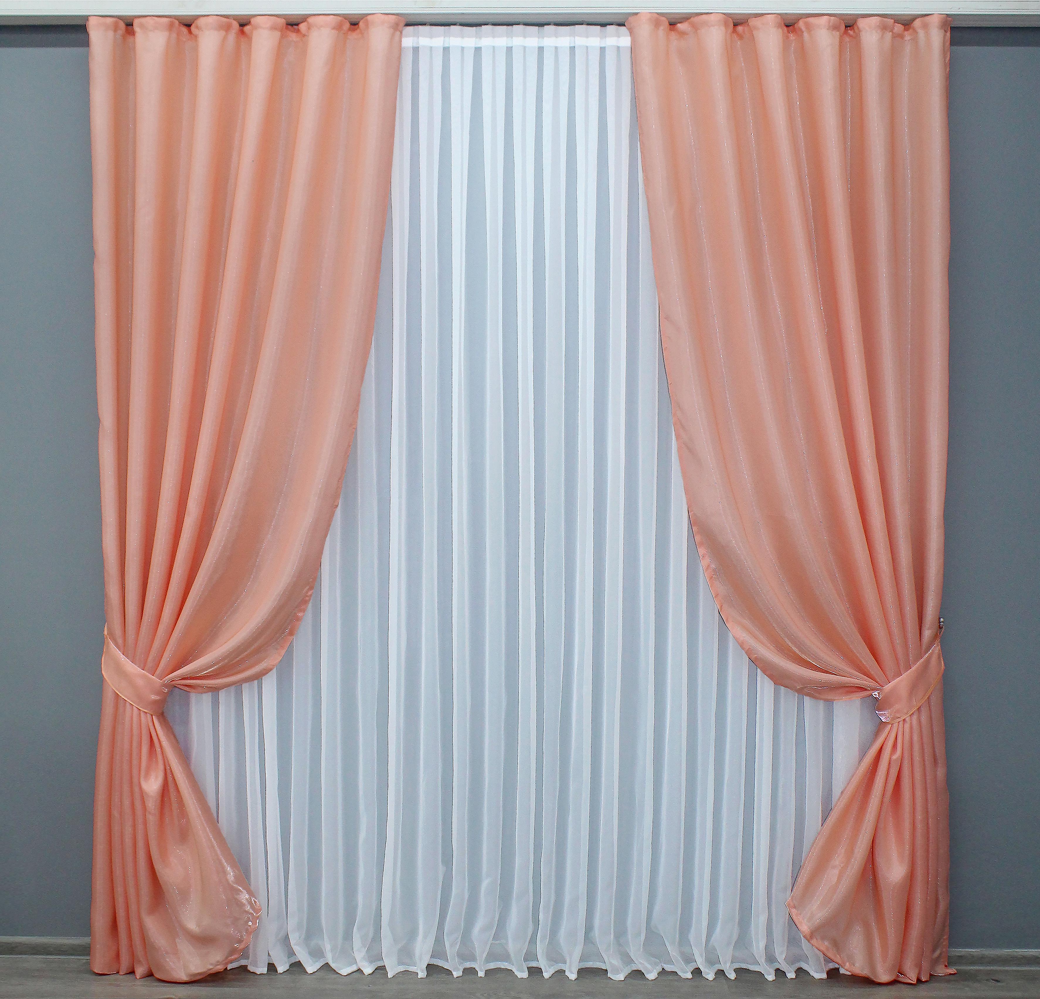 Комплект штор VR-Textil Атлас №822ш монорей 150х270 см 2 шт. Персиковый (30-607)