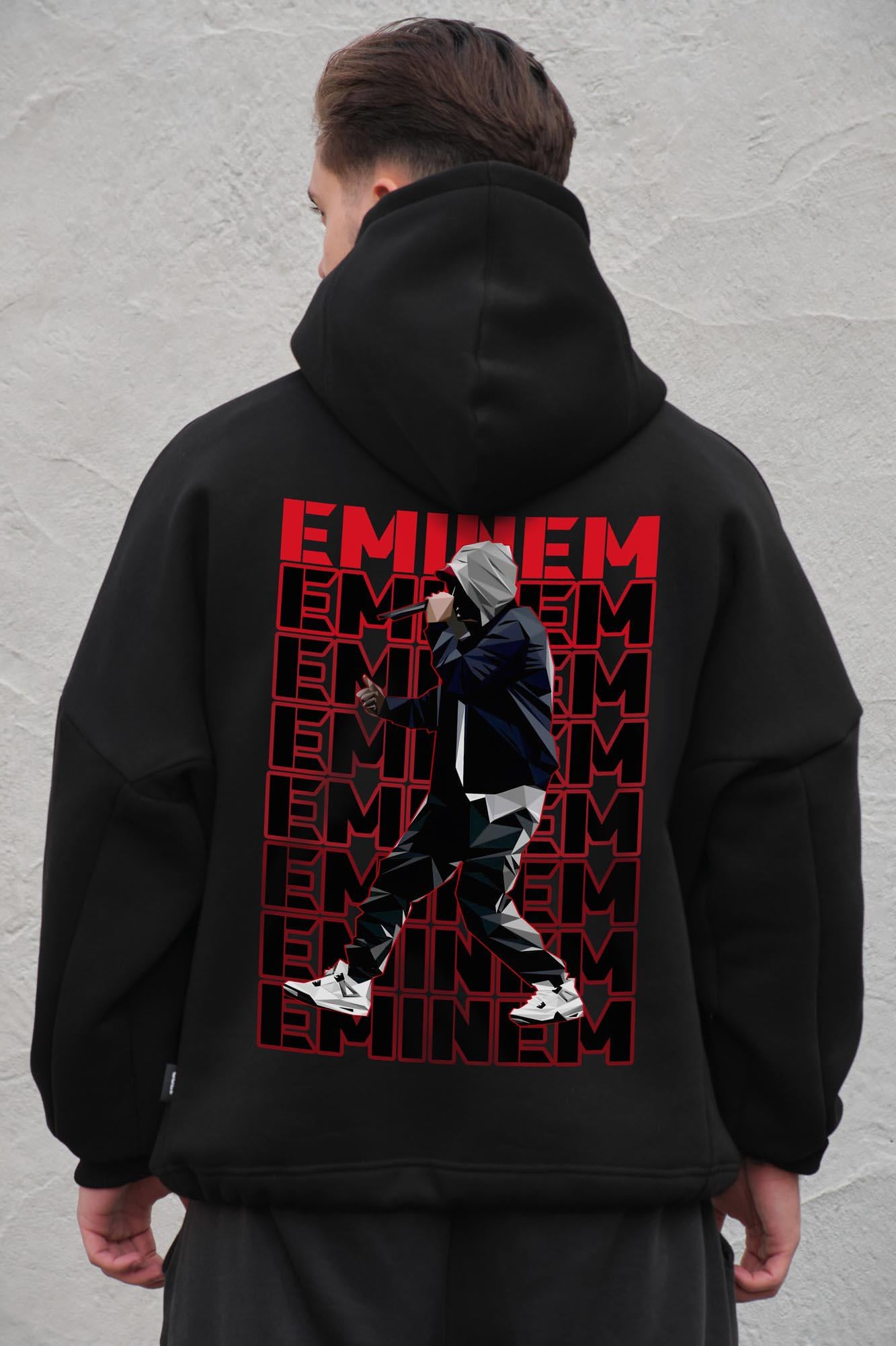 Худи на флисе с капюшоном и принтом оверсайз Without Eminem One size Black (8056477 8056478)