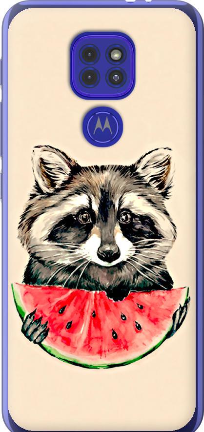 Чехол на Motorola G9 Play Енотик с арбузом (4605u-2105-42517)