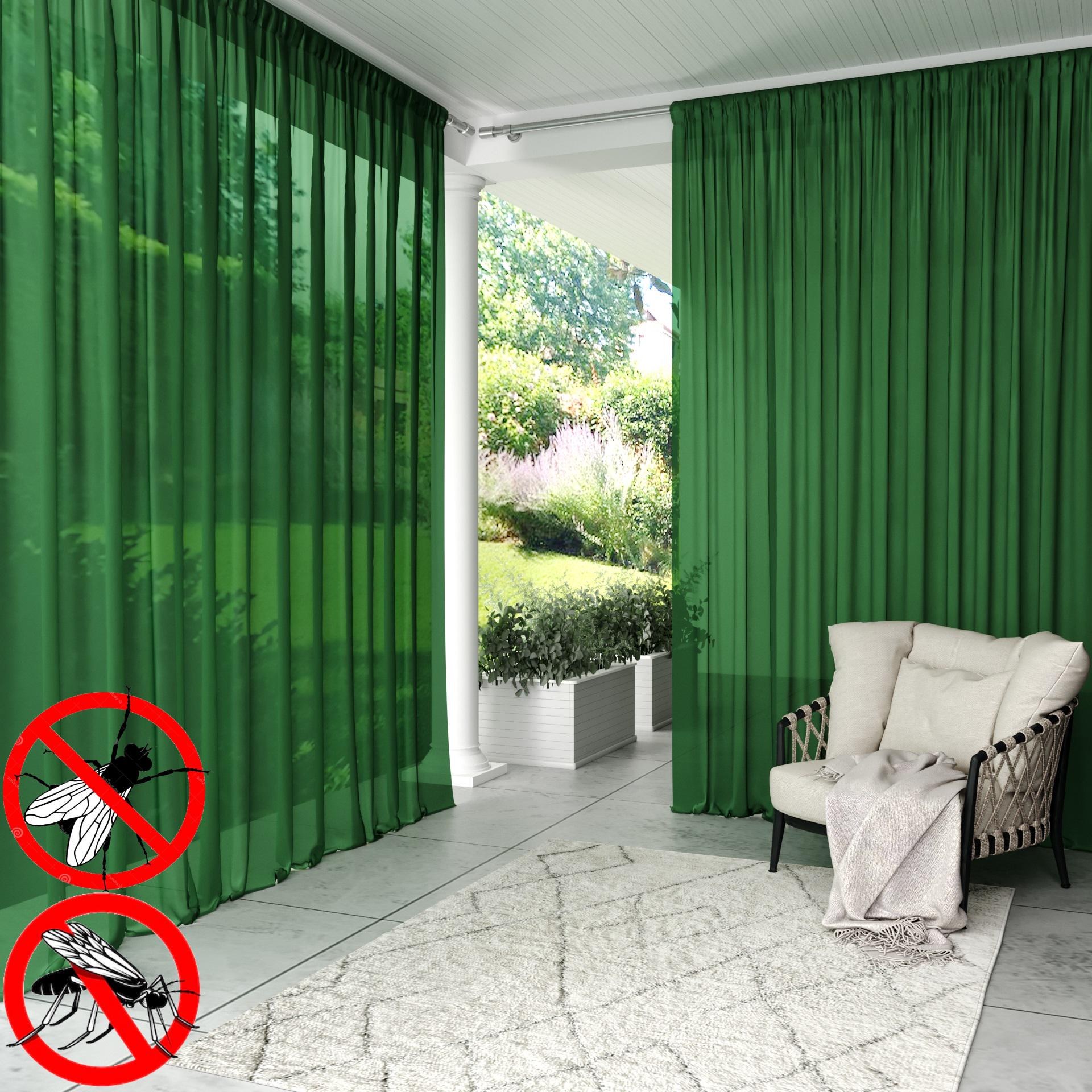 Шторы уличные с антимоскитной пропиткой от мух и комаров 285х215 см Зеленый - фото 2 Шторы уличные с антимоскитной пропиткой от мух и комаров 285х215 см Зеленый - фото 2