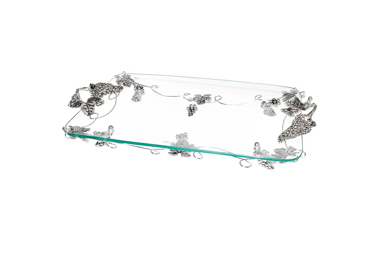 Блюдо прямокутне з ручками ативне Виноград 44х29х8 см