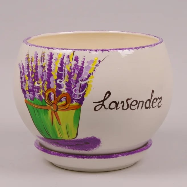 Горшок керамический Flora Шар Лаванда 0,4 л (7626)
