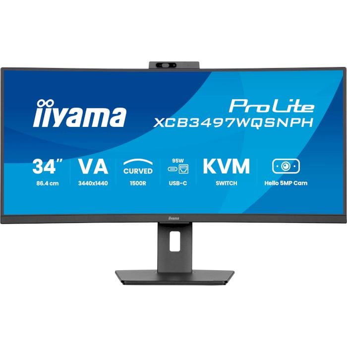 Монитор изогнутый с вебкамерой Iiyama ProLite XCB3497WQSNPH-B1 GbE Black (32163772)