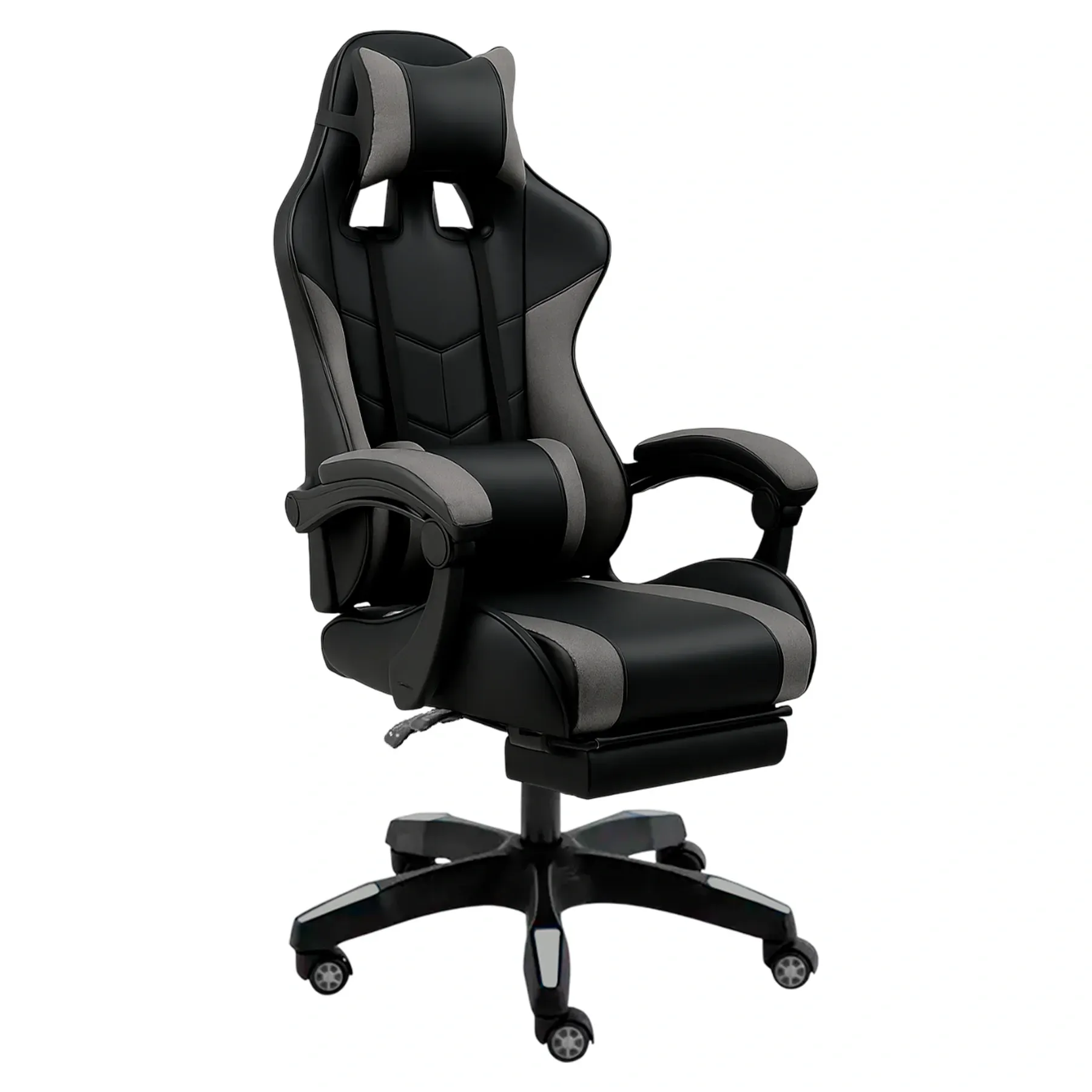 Геймерське крісло 4Points GT з підставкою для ніг з вставками з тканини Сіро-чорний (40199)