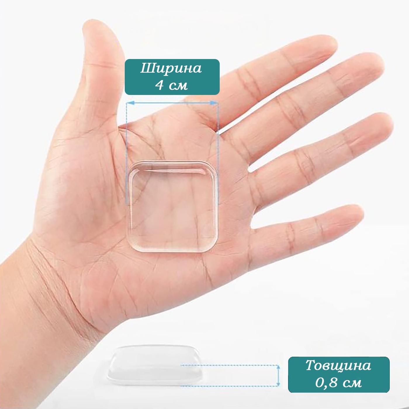 Стопор дверной силиконовый настенный квадратный 2 шт. Прозрачный (79_6_0_1С) - фото 9