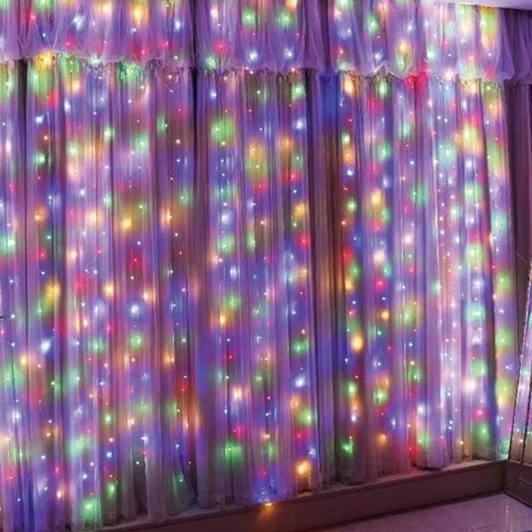 Гирлянда на штору новогодняя Капля росы 200 LED 220 В 3х2 м Разноцветный (LG-173301ML)