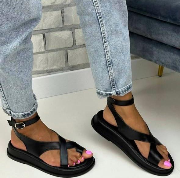 Босоножки женские натуральная кожа р. 39/25,5 см Черный (49001)