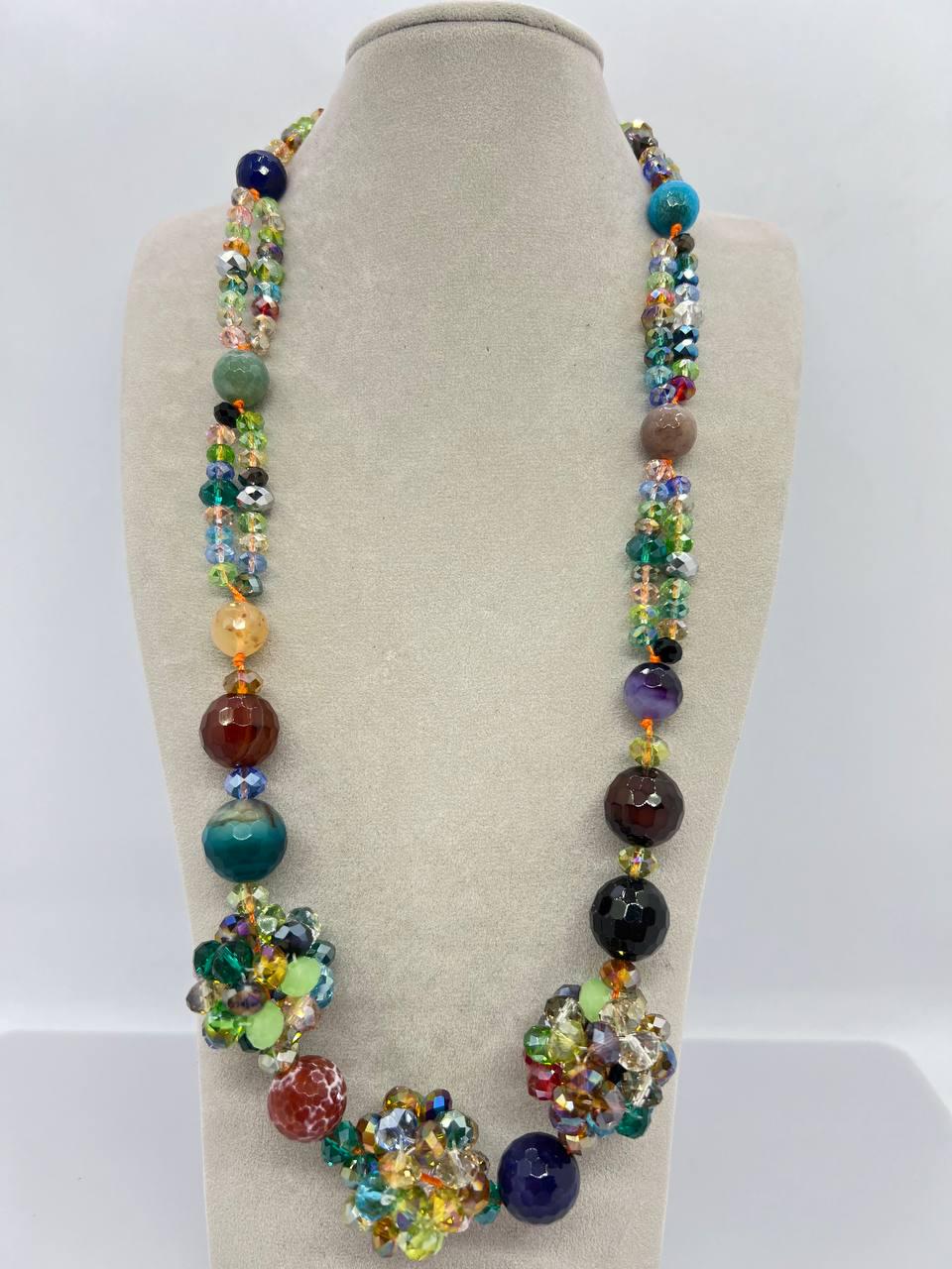 Бусы агат и хрусталь 60 см Разноцветный (11064) Бусы агат и хрусталь 60 см Разноцветный (11064)