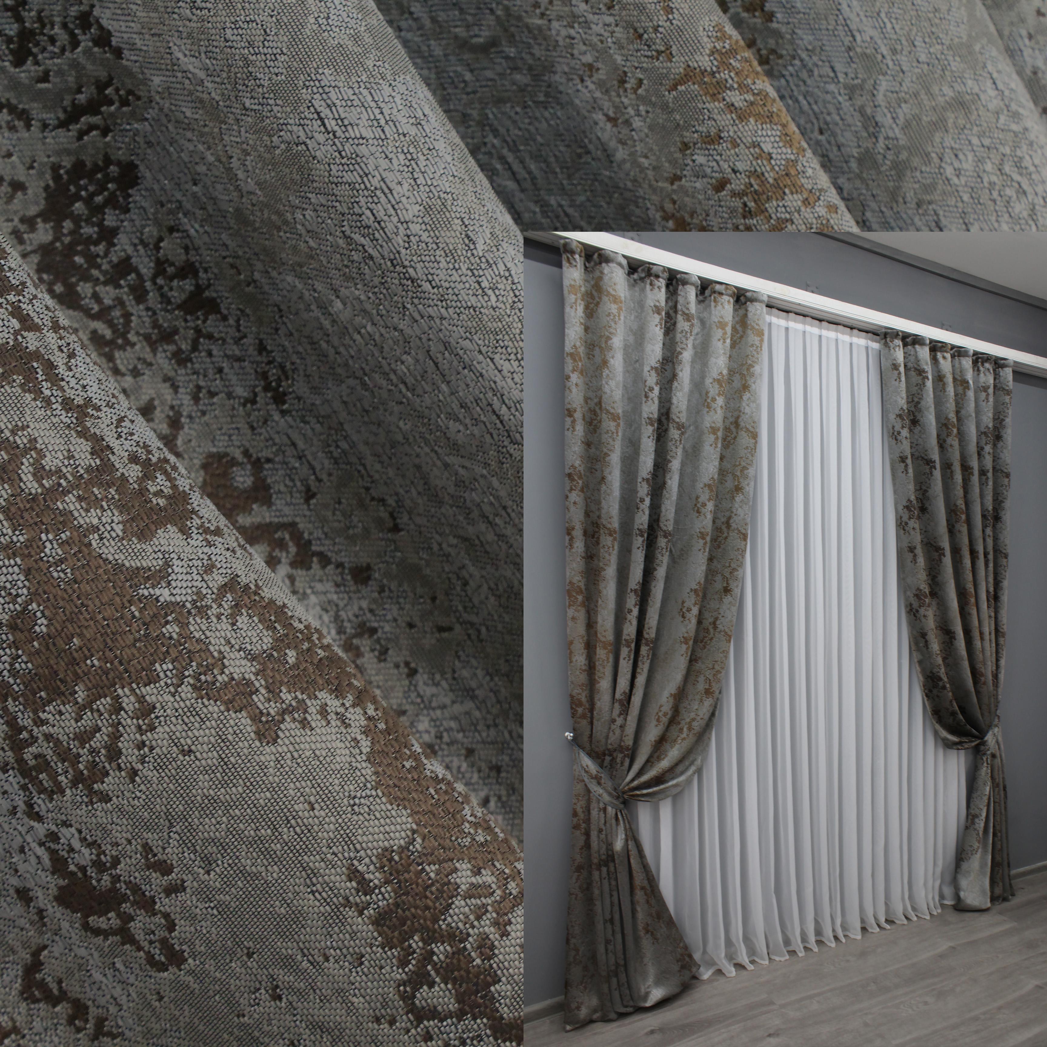 Комплект готовых штор VR-Textil Мрамор Al-7 № 1467ш 150х290 см 2 шт. Серый/Коричневый (33-0329) - фото 2 Комплект готовых штор VR-Textil Мрамор Al-7 № 1467ш 150х290 см 2 шт. Серый/Коричневый (33-0329) - фото 2