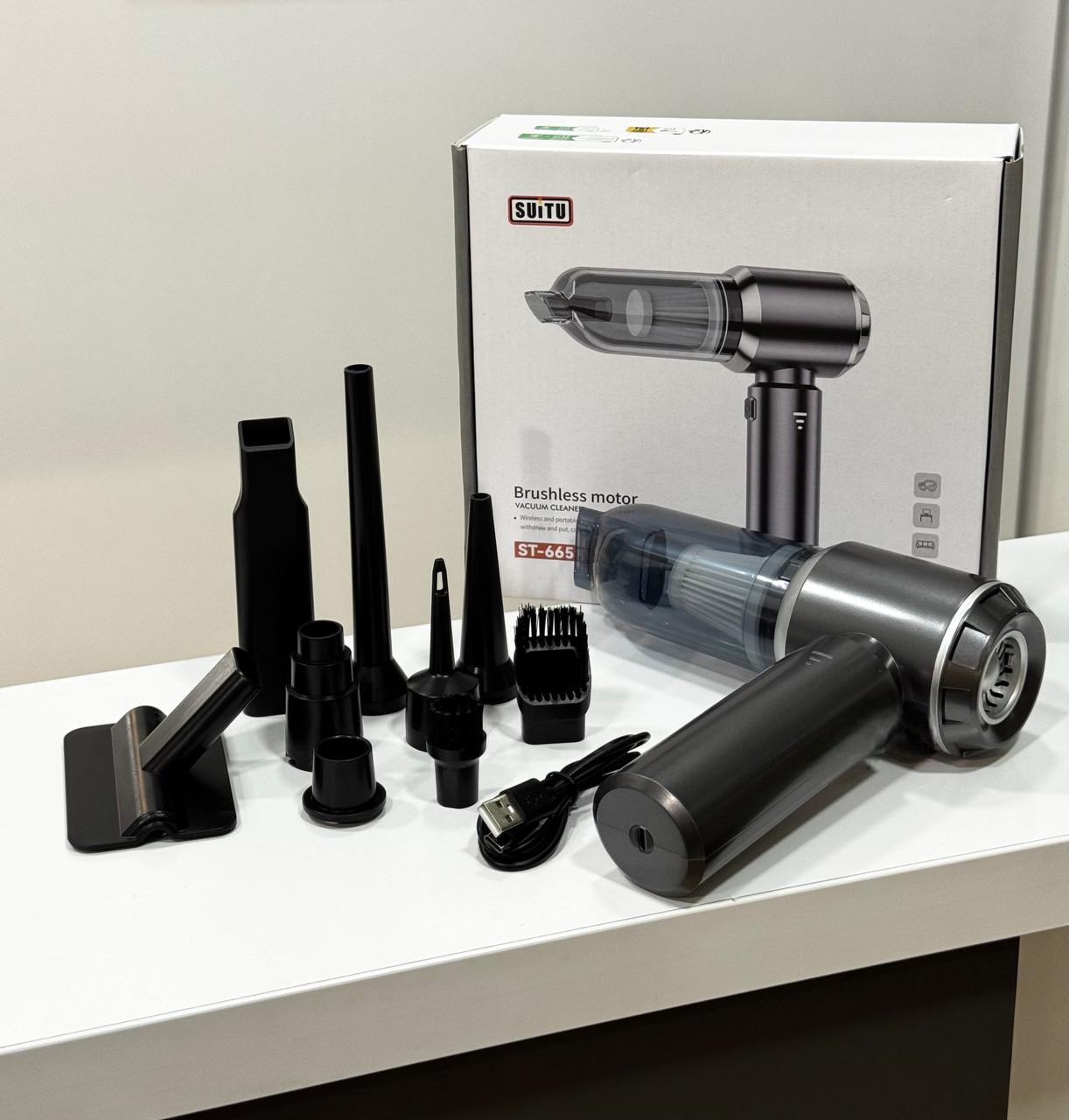 Автопылесос аккумуляторный Suitu ST-6653 Plus с Type-C 15000Па 100W 6000mAh беспроводной вакуумный Серебряный (2122170)