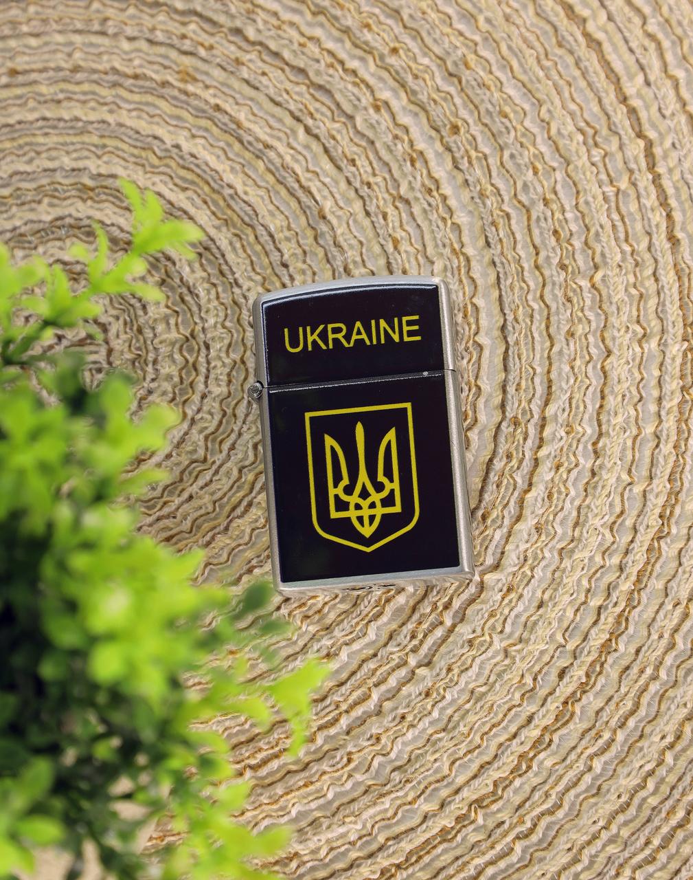 Зажигалка газовая турбо "Украина" №10-15 Серебристый (27459226)