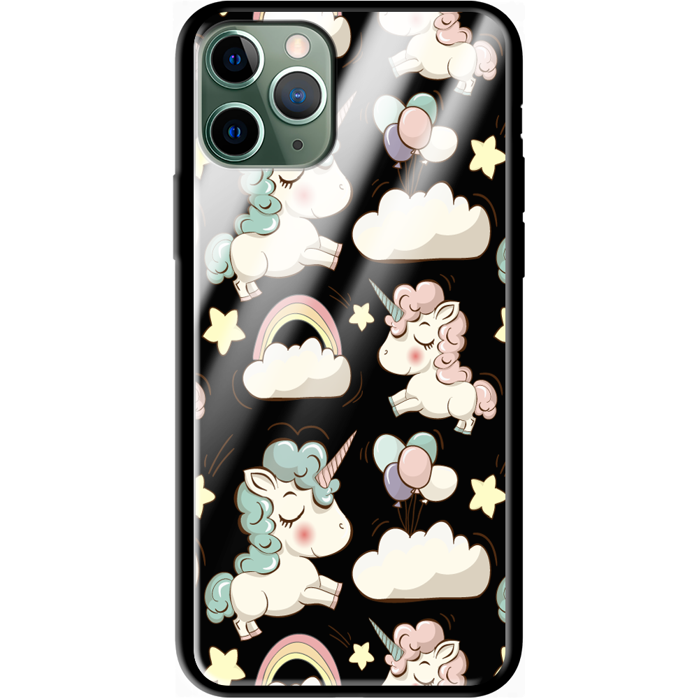 Чехол Boxface iPhone 11 Pro Unicorns Черный силикон со стеклом (38189-cc2-38346)