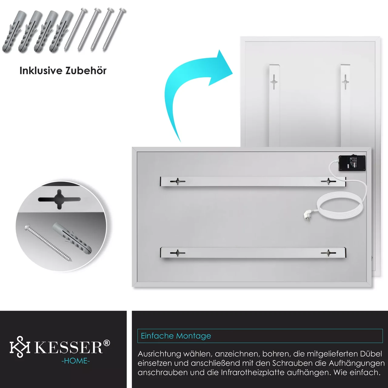 Инфракрасный обогреватель KESSER настенный 1000W (16629_1000W-gs) - фото 8 Инфракрасный обогреватель KESSER настенный 1000W (16629_1000W-gs) - фото 8