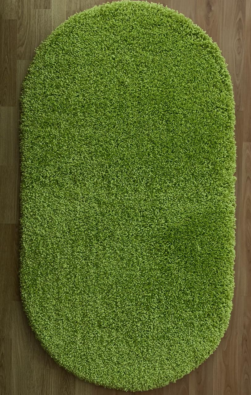 Ковер овальный Loca высоковрсовый мягкий теплый ворс 150х300 см Зеленый