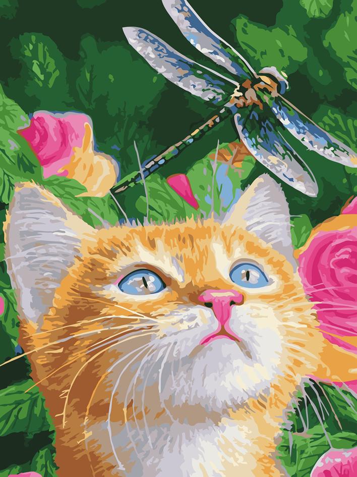 Картина по номерам ArtStory Кот и стрекоза 30x40 см (AS1065)