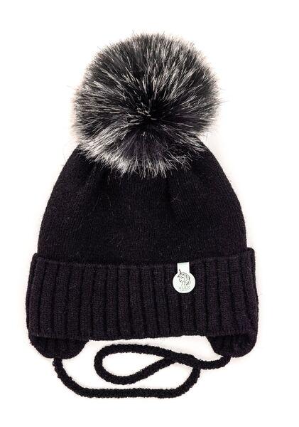 Шапка детская для девочек Полина D877 флис 46-50 см Черный
