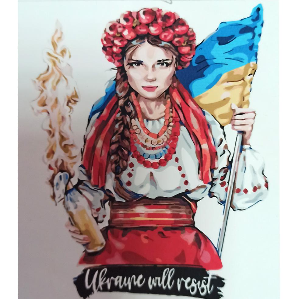 Картина по номерам Strateg Премиум Девушка с бандеровской полосой 30x40 см (SS-6562)