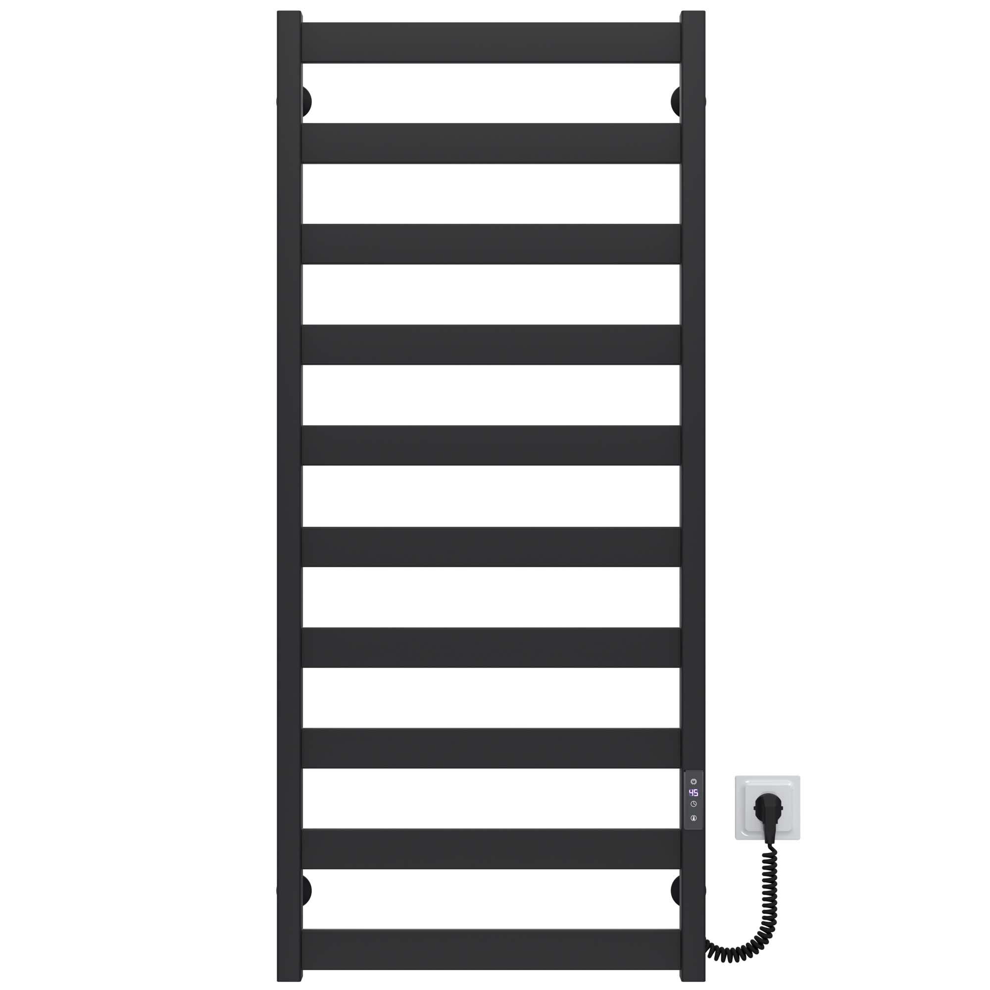 Полотенцесушитель электрический Deffi Silvia П10 JD04 правое подключение нержавеющая сталь 500х1200 E мм Черный (A.SV.120.50.10.E.B.R.2)