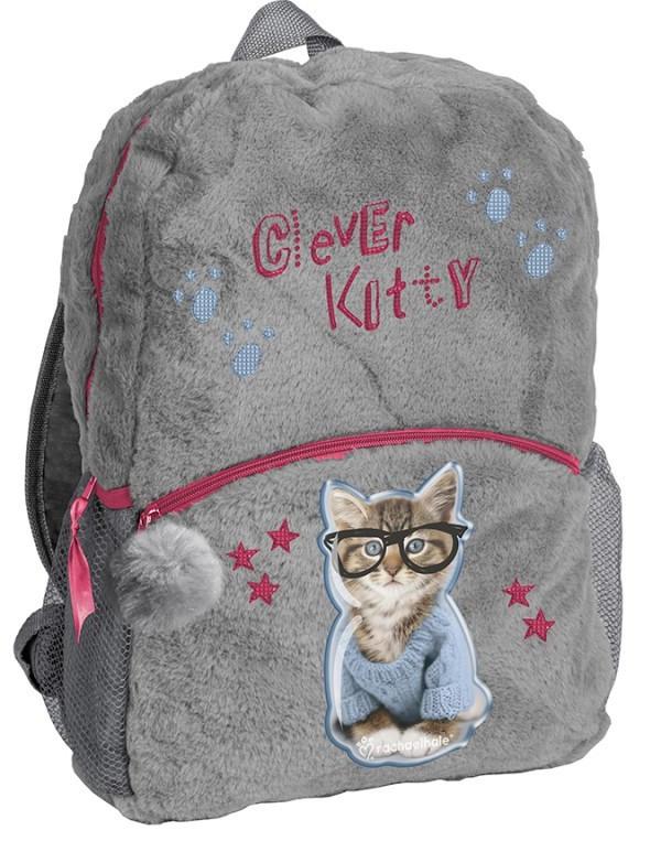 Рюкзак для девочки Paso RHW-408	плюшевый детский 10 л Серый