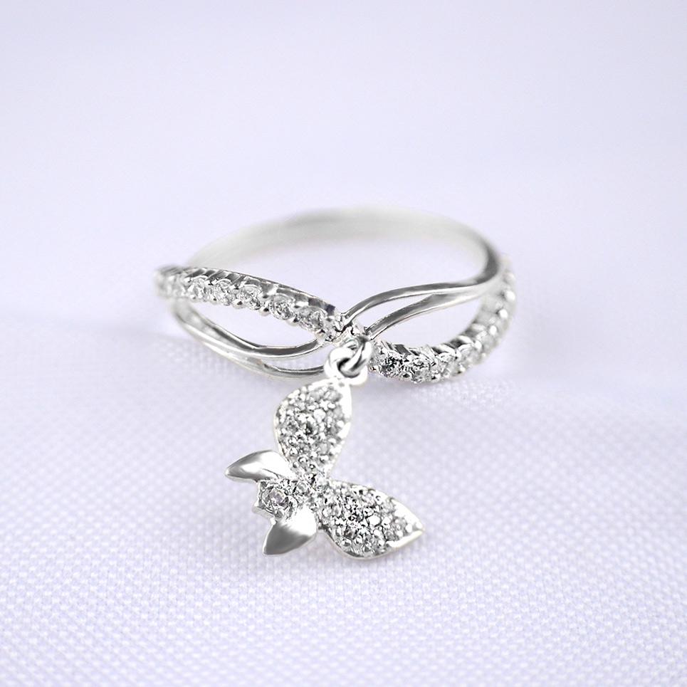 Серебряное родированное кольцо Бабочка р. 20 (50-kr) Серебряное родированное кольцо Бабочка р. 20 (50-kr)