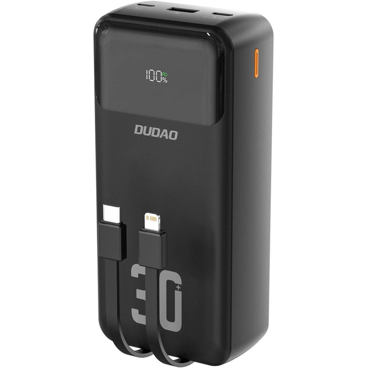Повербанк Dudao K15 MAX 30000 mAh 22,5W с быстрой зарядкой и встроенными кабелями Черный (6977196682478)
