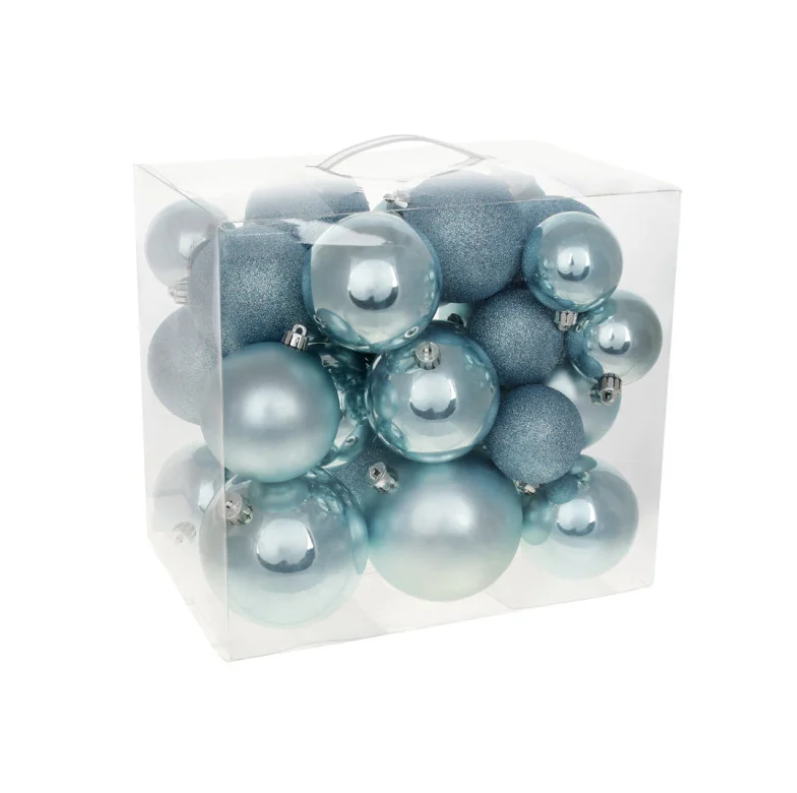 Набор елочных шаров Морозное утро перламутр матовый и с глиттером 26 шт. (2772091024)